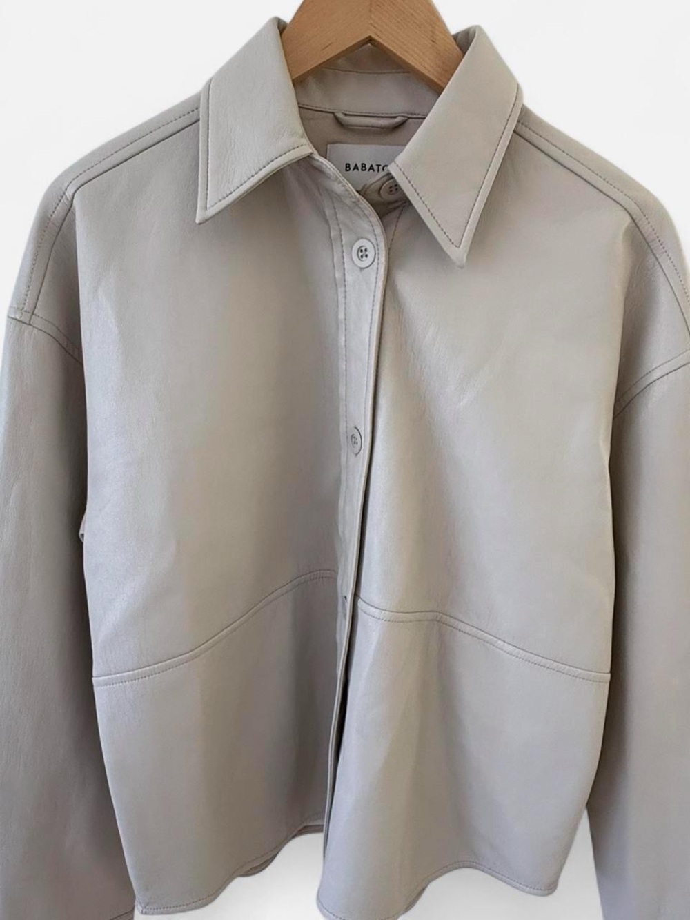 Babaton/Aritzia Cream Vegan Leather Shirt Jacket